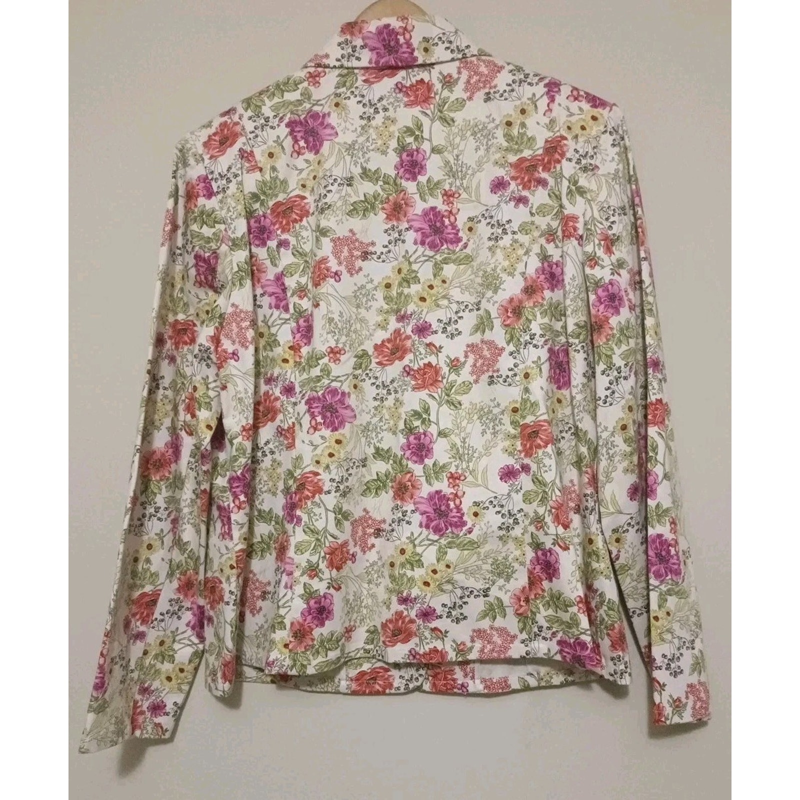 Jm Collection White Pink Floral Spring Button Front Blazer Jacket Size 16 — image 2 of 8